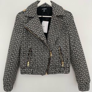 Balmain x Rossignol Ski printed padded shell biker jacket